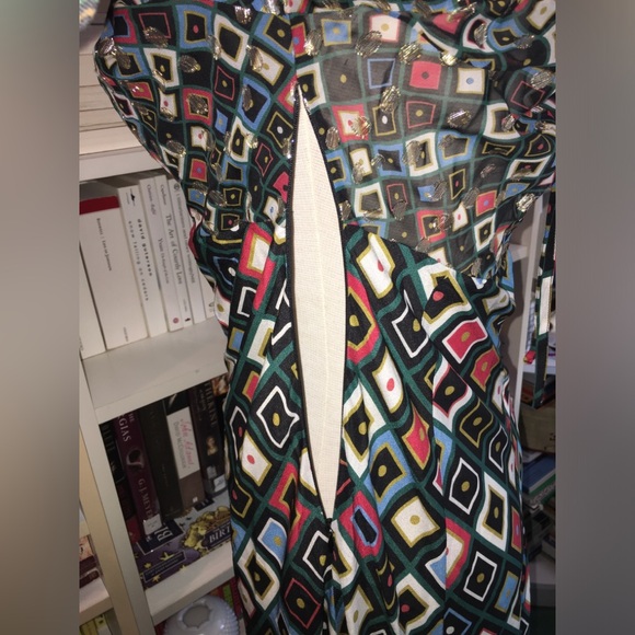 Rixo Audrey Multicolor Geometric Print Off-Shoulder Dress - Picture 9 of 12